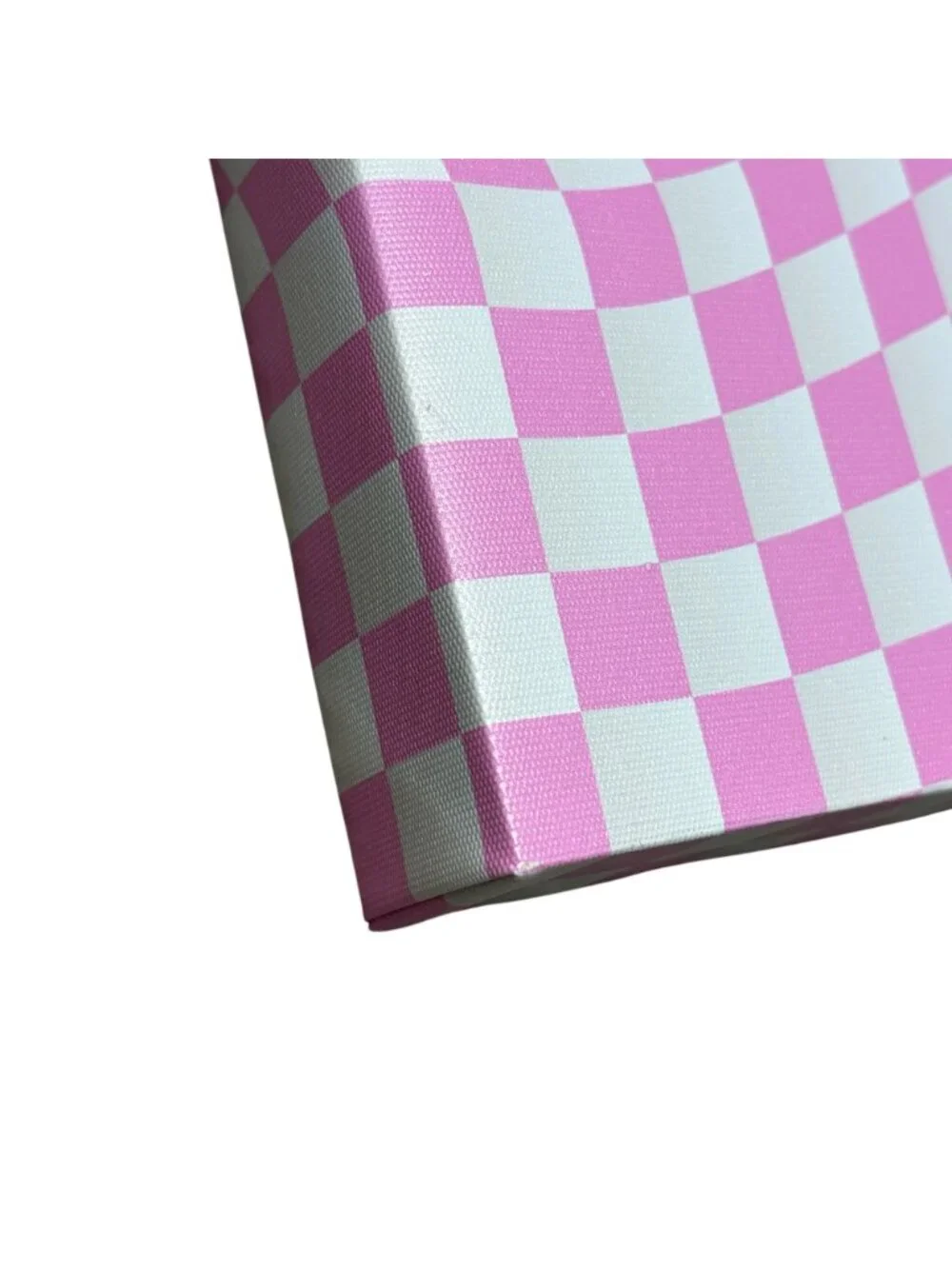 Edge Home Pink & White Checkered Smiley Face Canvas Wall Art 14x14